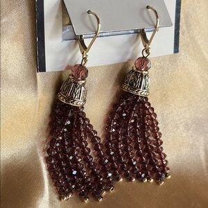 Napier Brown and Gold Chandelier Earrings